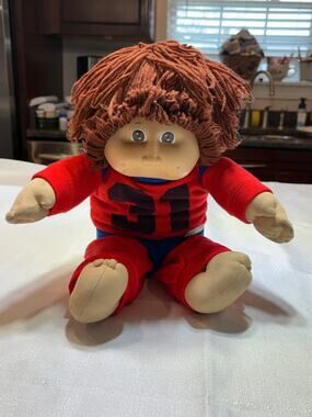 Cabbage Patch Kids Vintage Girl Doll Brown Hair/Eyes #31 Sports Jersey Outfit